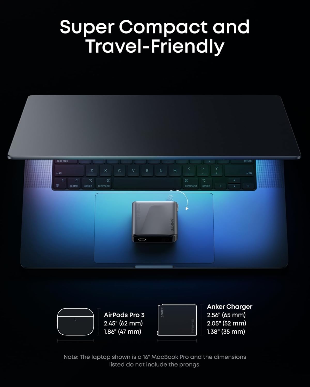 Anker Prime Charger, 160W 3-Port Compact USB-C GaN Charger Block