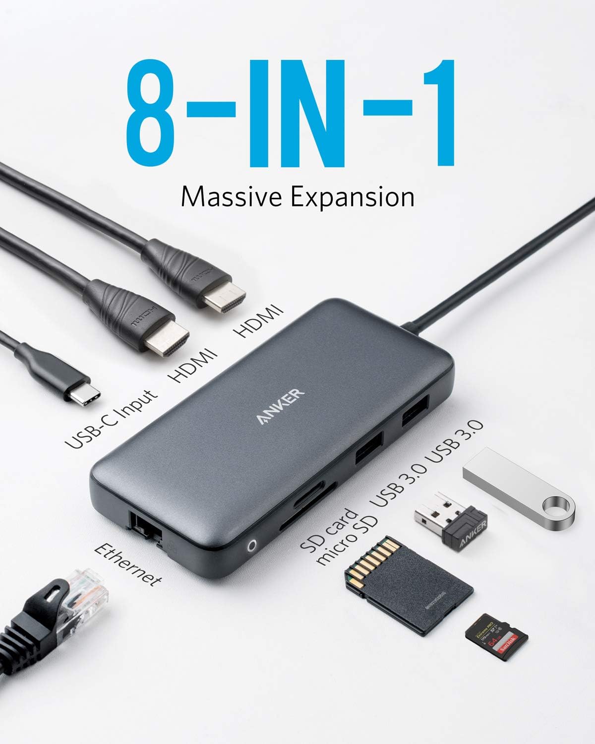 Anker 553 USB-C Hub, 8-in-1 USB C Dock