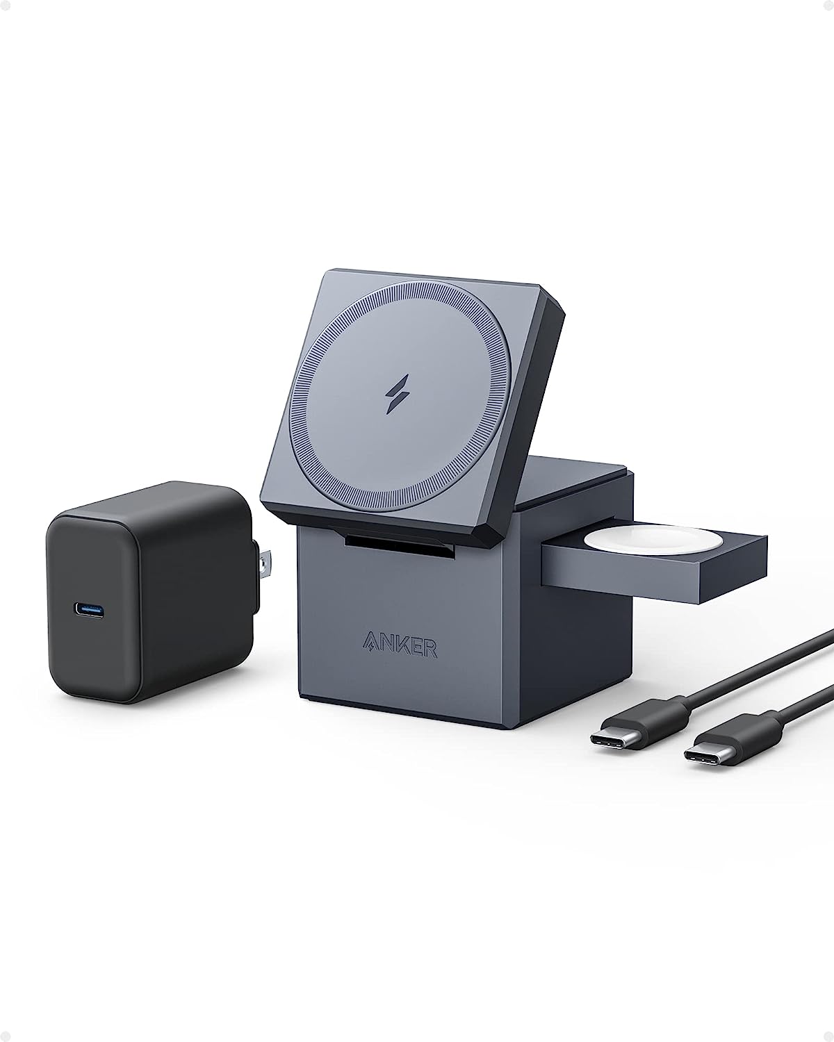 MagSafe Charger, Anker 3-in-1 Cube with MagSafe, 15W Max Fast Charging Foldable Wireless Charger