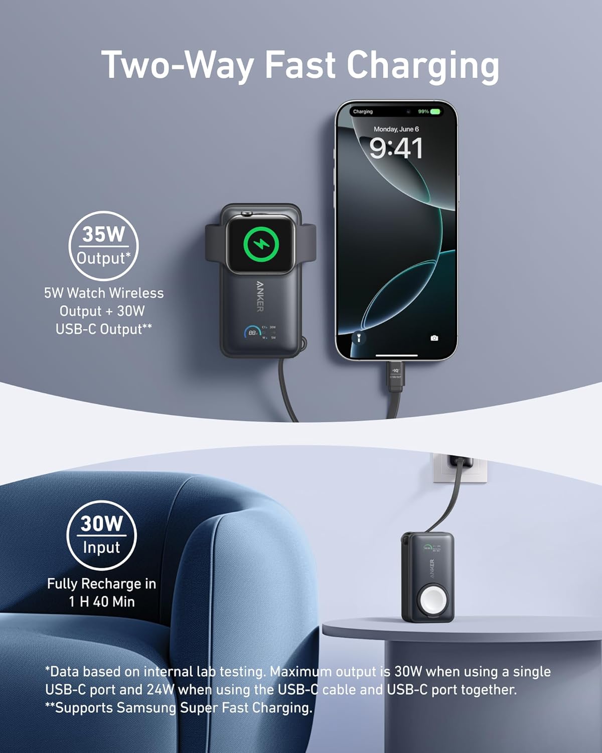 Anker MagGo Power Bank (10K, 35W, For Apple Watch)