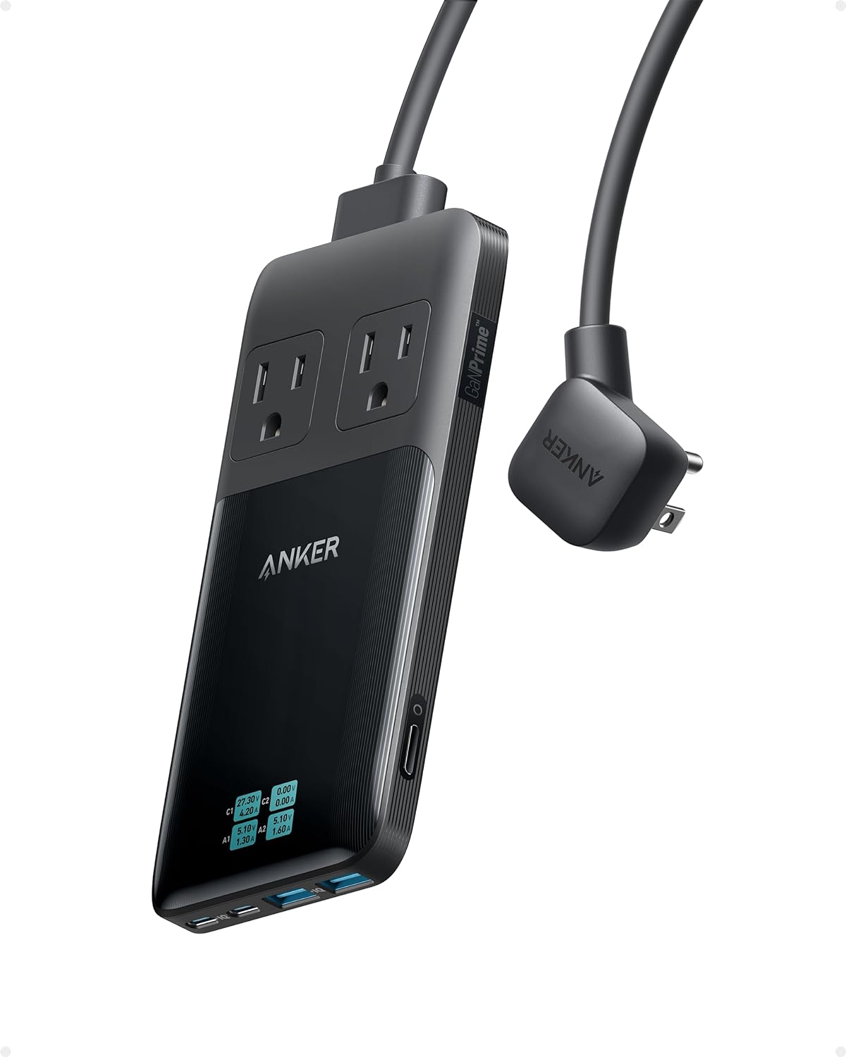 Anker Prime 6-in-1 USB C Charging Station, 140W Compact Power Strip for Work and Travel, 5 ft Detachable Extension Cord with 6 Ports