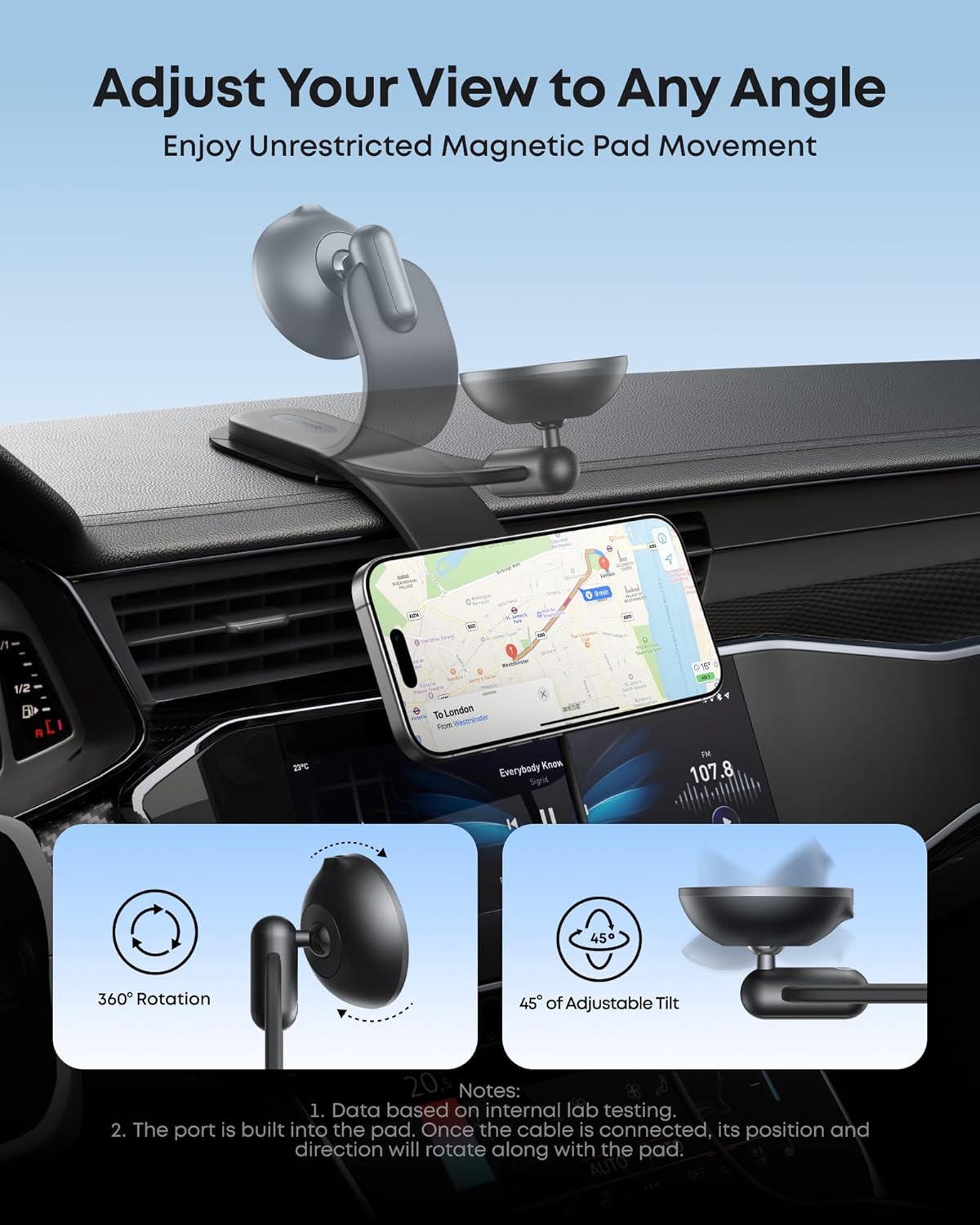 Anker Nano Magnetic Wireless Car Charger (360° Adjustable, 15W)