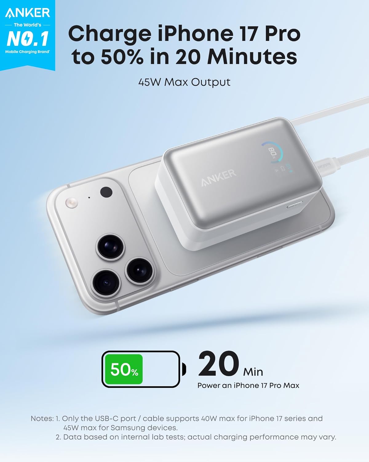 Anker Nano Portable Charger, 10K 45W Max Compact Power Bank