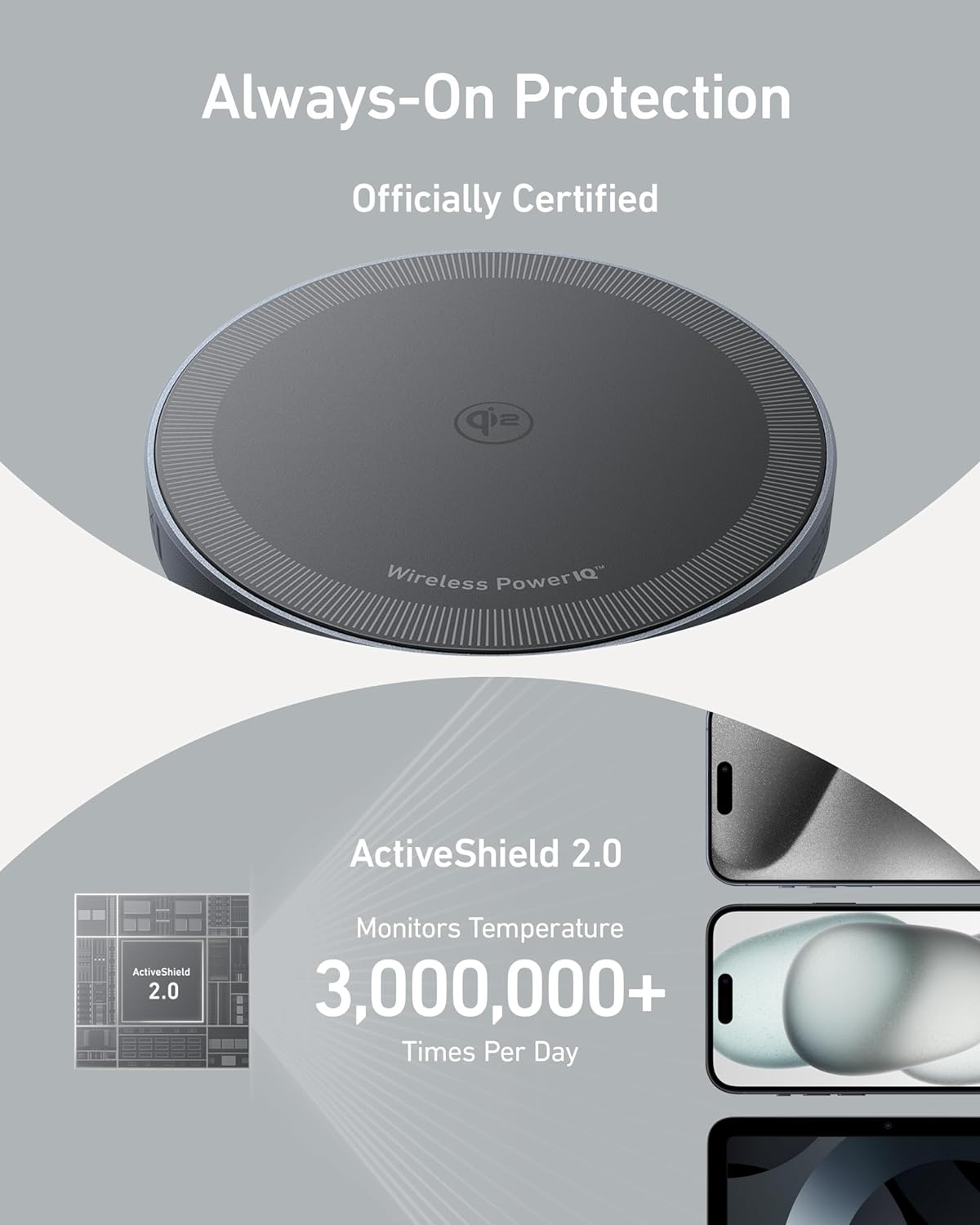 Anker MagGo Magnetic Wireless Charger (Pad), Qi2 Certified 15W Ultra-Fast MagSafe Compatible Wireless Charger
