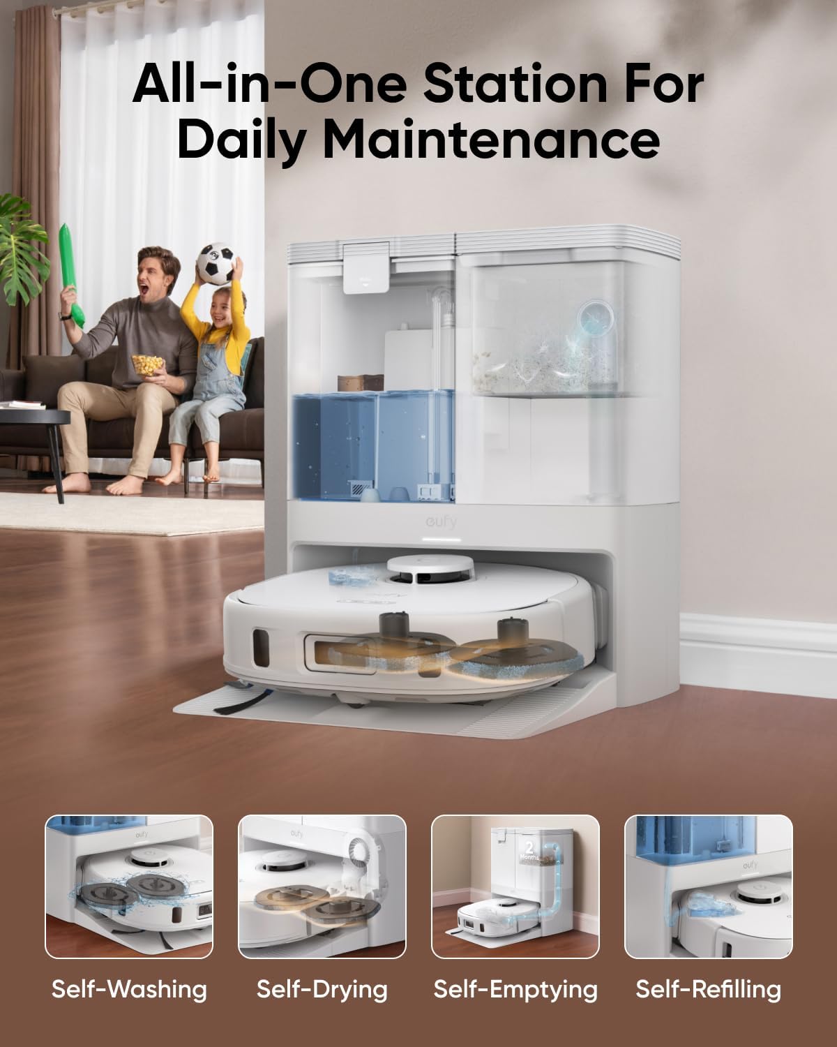 eufy X10 Pro Omni Robot Vacuum and Mop Combo White with One-Year Accessary Kit and Dust Bags*6