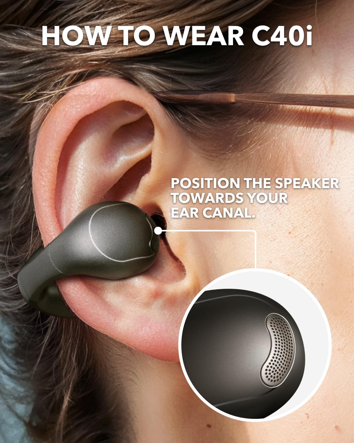 Soundcore C40i by Anker, Open-Ear Earbuds, Clip-On Headphones
