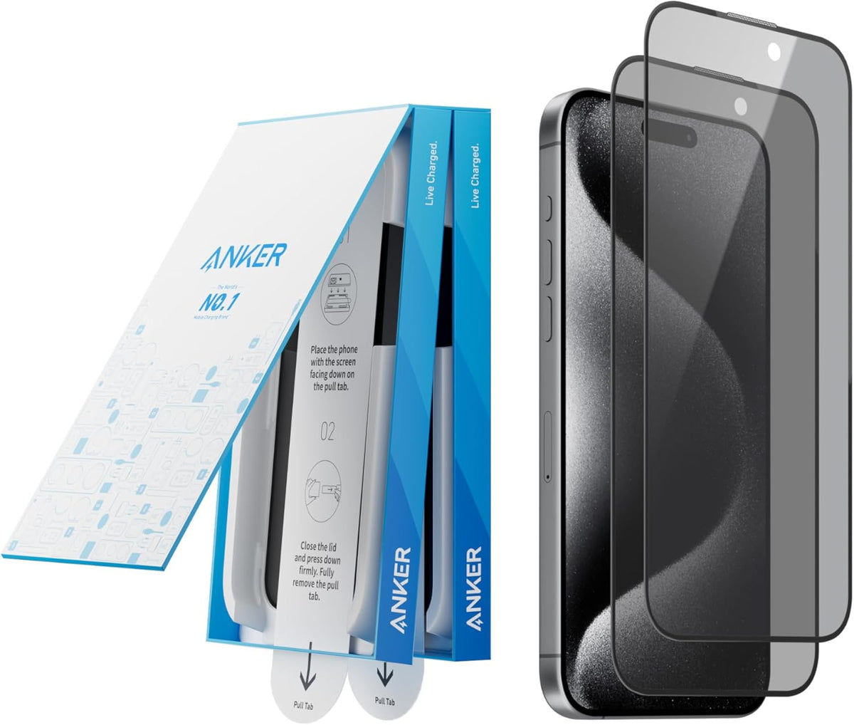 Anker 2 Pack for iPhone 15 Pro max Privacy Screen Protector