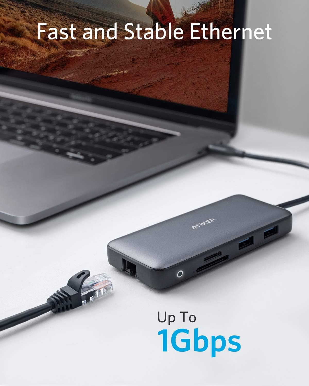 Anker 553 USB-C Hub, 8-in-1 USB C Dock, Dual 4K HDMI USB C to USB Adapter, 1 Gbps Ethernet USB Hub
