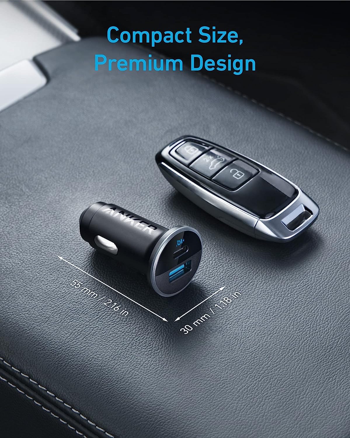 USB C Car Charger Adapter, Anker 52.5W Cigarette Lighter USB Charger
