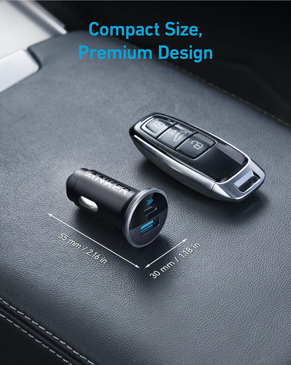 USB C Car Charger Adapter, Anker 52.5W Cigarette Lighter USB Charger, 323 Anker Car Charger