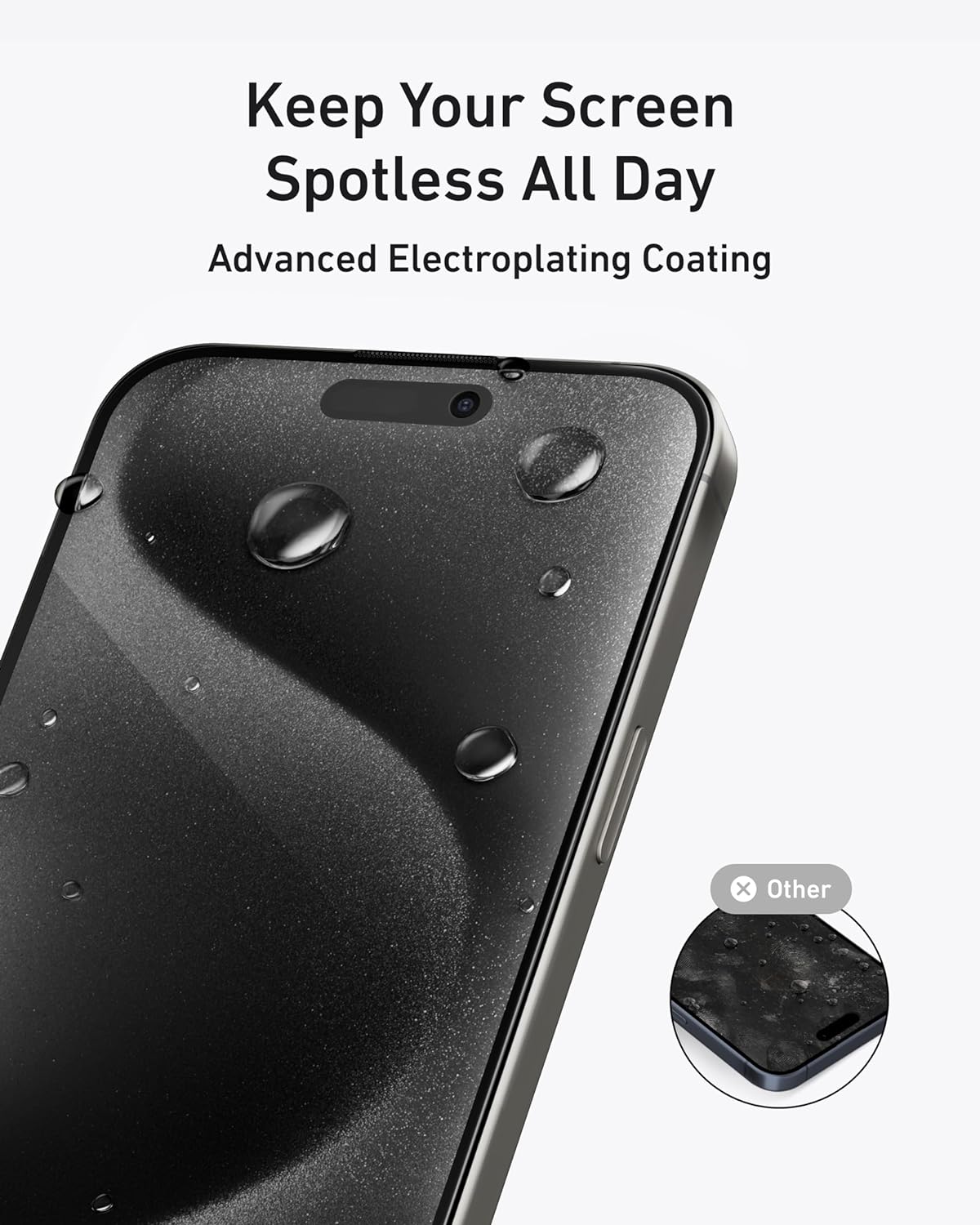 Anker 2 Pack for iPhone 15 Pro Privacy Screen Protector