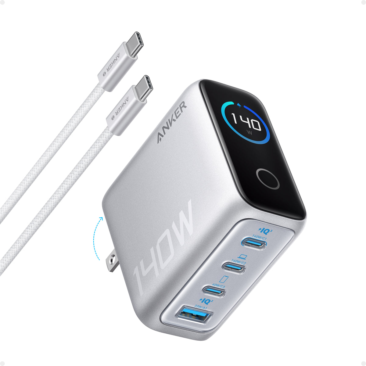 Anker Charger (140W, 4-Port, PD 3.1) with USB-C Cable