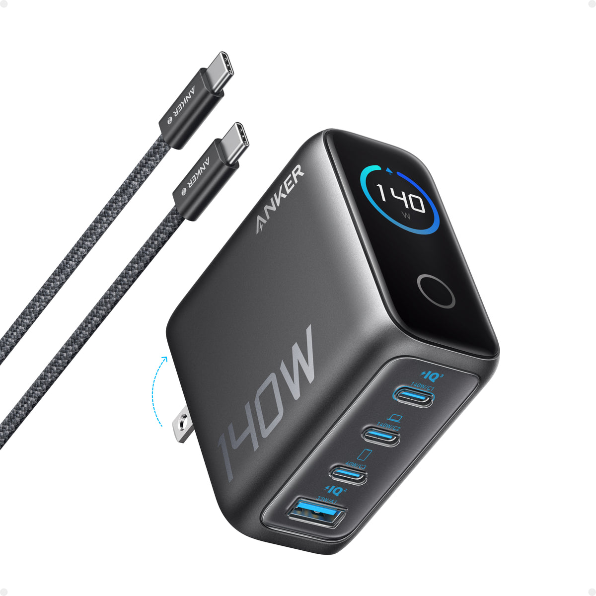 Anker Charger (140W, 4-Port, PD 3.1) with USB-C Cable