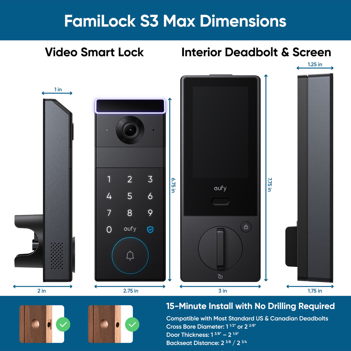 eufy FamiLock S3 Max with Palm Vein Recognition, 2K Video Doorbell, and 4 Inch Display