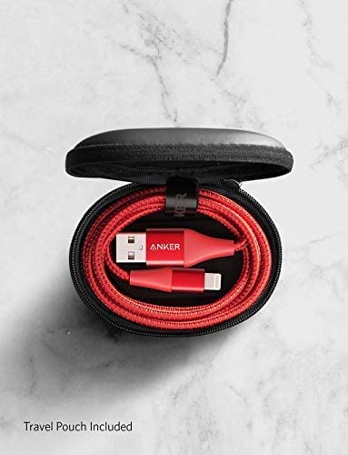Anker PowerLine+ II Lightning Cable (6ft), Black/Red/Gold