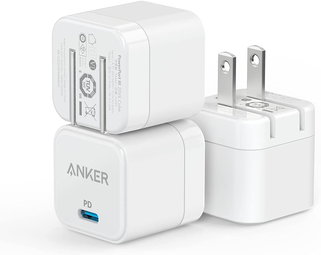 USB C Charger, Anker 3-Pack 20W Fast Charger (Foldable Plug)