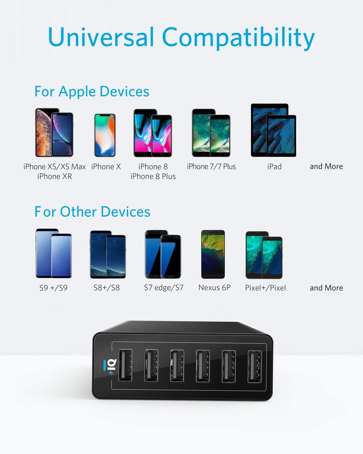 Anker USB Wall Charger, 60W 6 Port USB Charging Station,  USB Charger