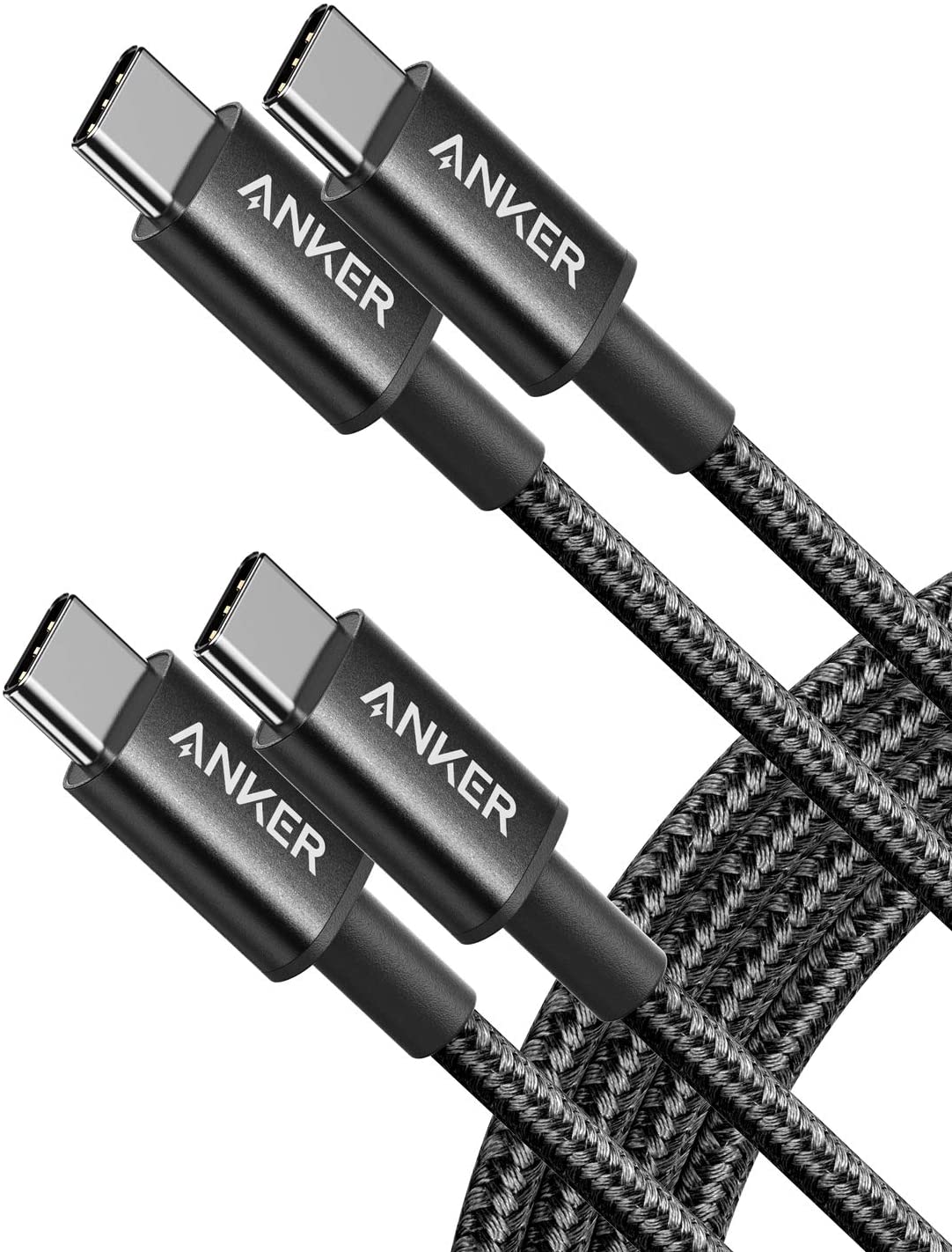 Anker 2 Pack New Nylon USB C to USB C Cable (3.3ft 60W), Black