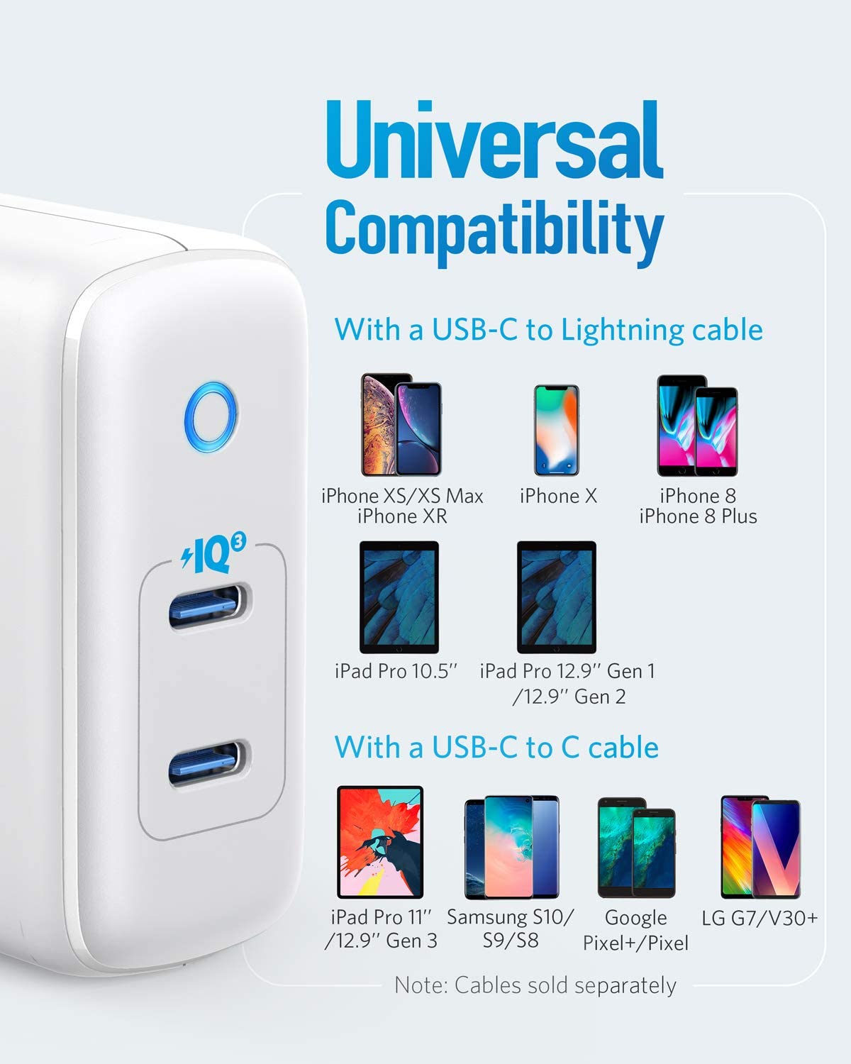 Anker USB-C Charger, PowerPort III Duo 40W, 2-Port PIQ 3.0