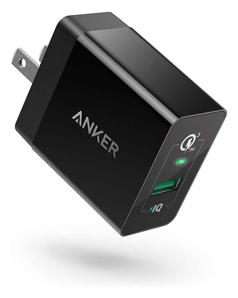 Anker Quick Charge 3.0, 18W 3A USB Wall Charger, Black/White