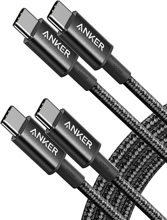 Anker 333 USB C to USB C Cable (6ft 100W, 2-Pack), USB 2.0 Type C Charging Cable Black/Silver/Red