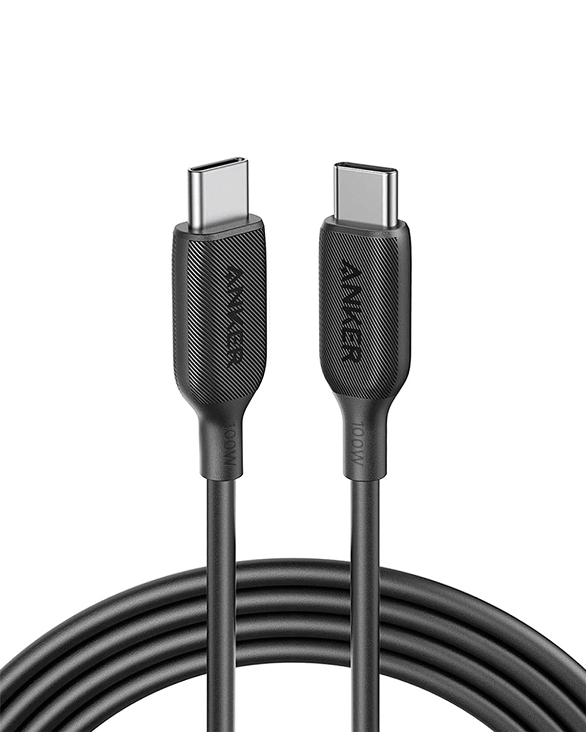 Anker Powerline III USB C Cable 100W 6ft, White/Black